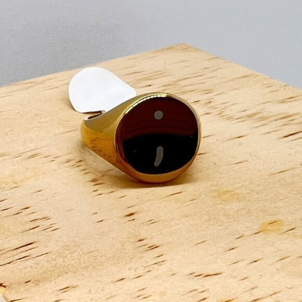 Semi Colon Signet Ring Sz 7 IP Gold Plated